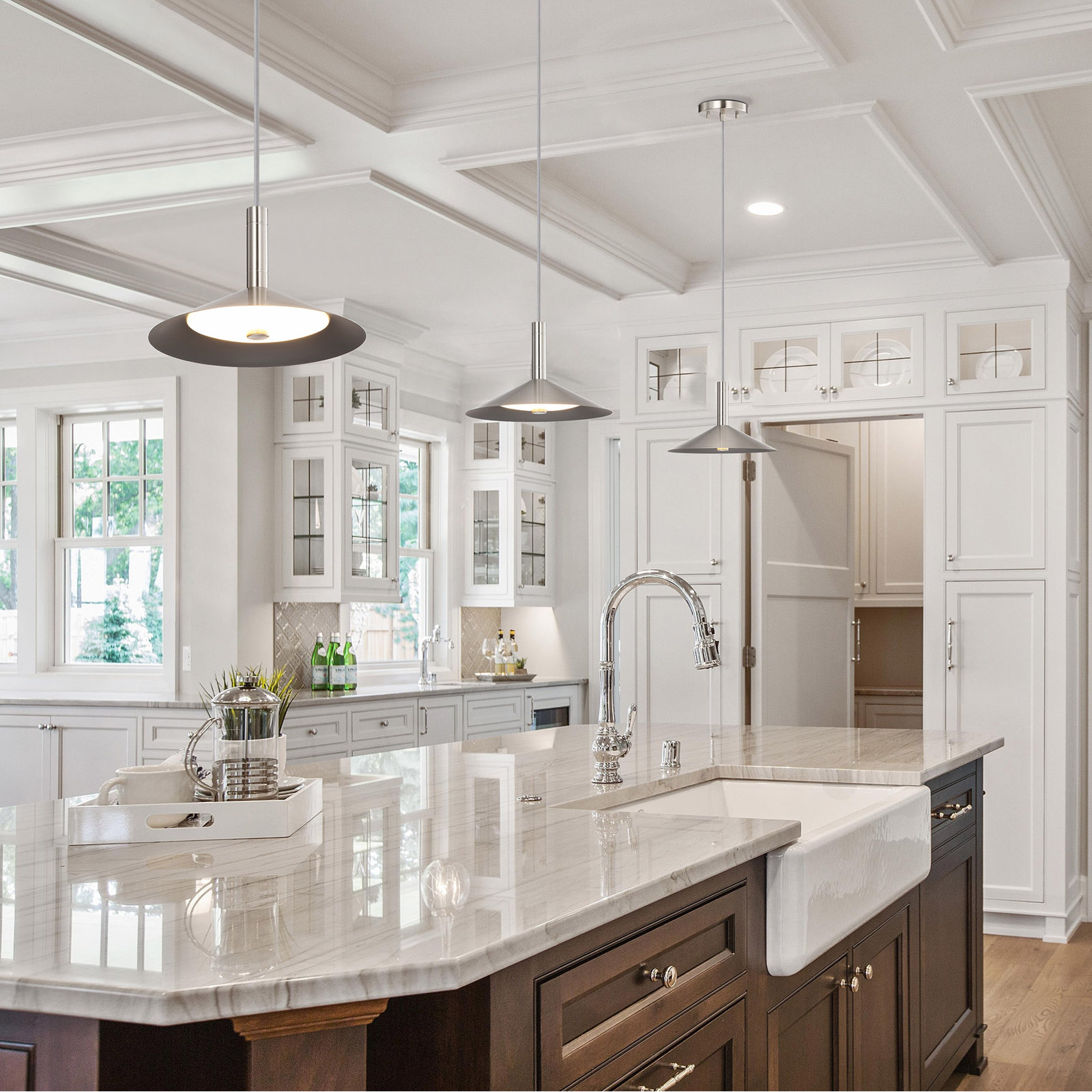 Vicente Dimmable LED Single Light Pendant, 151" H x 9.88" W x 9.88" D, Brushed Nickel