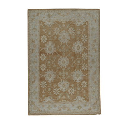 Tapis brun et bleu de haute qualité noué à la main