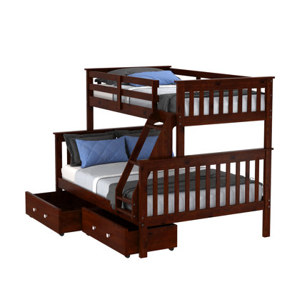 Twin Over Full Mission Bunk Bed With Storage Drawers In Cappuccino