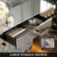 Console à miroir avec lumière à DEL, canapé d'entrée de 47,2 po de long avec base en forme de O, table d'appoint moderne moderne avec grand tiroir pour le salon, le couloir, le vestibule, l'entrée-1023200569-866193640