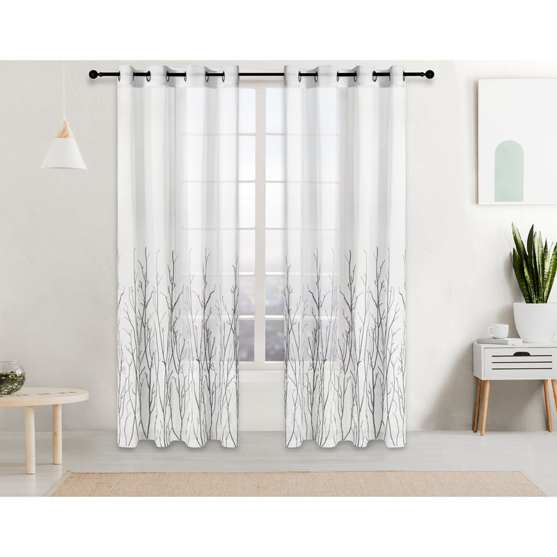 Semi Sheer Curtain Single Panel, Dark Gray