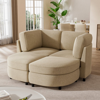 Canapé modulaire rembourré en chenille de l 67,72 po avec repose-pieds