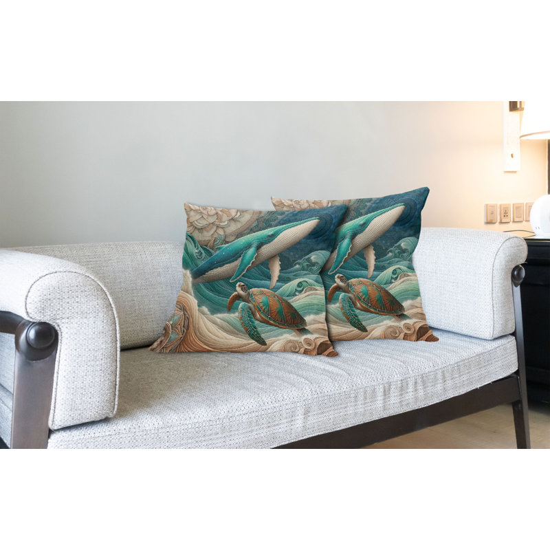 Coussin décoratif réversible en tissu, Carré, H 16 po x l 16 po