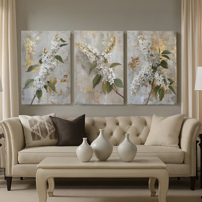 FLORAL Series CCLVI  -Custom Wrapped Gallery Canvas - 3 Pieces
