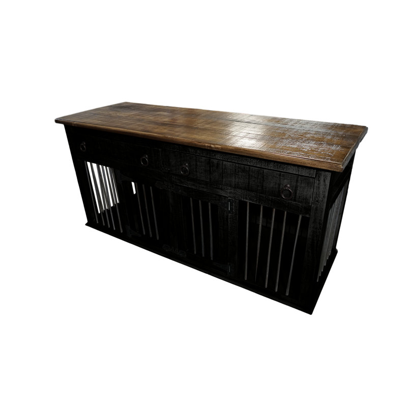 Caisse pour animaux Farmhouse, Moyen (H 35 po x l 76 po x P 25 po), Noir / brun
