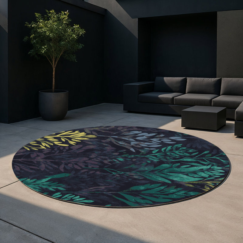 Starlit Bloom Indoor And Outdoor Area Rug, Round 5'