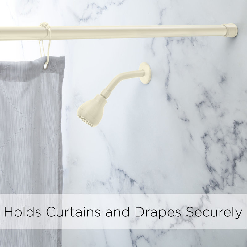 Beige Adjustable Tension Shower Curtain Rod 42-72 Inches
