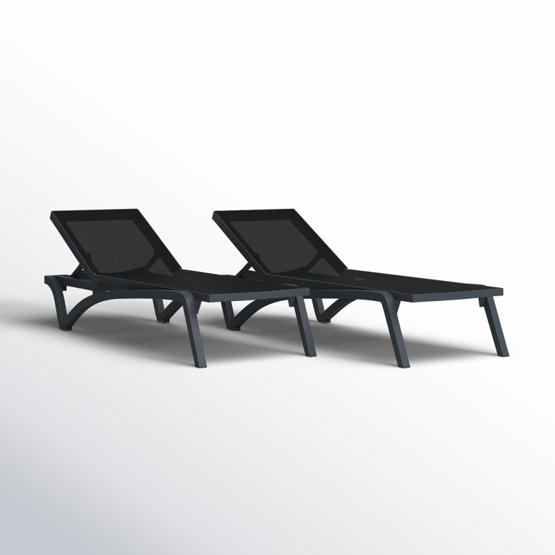 Estes 76" Long Reclining Chaise, Dark Gray/Black