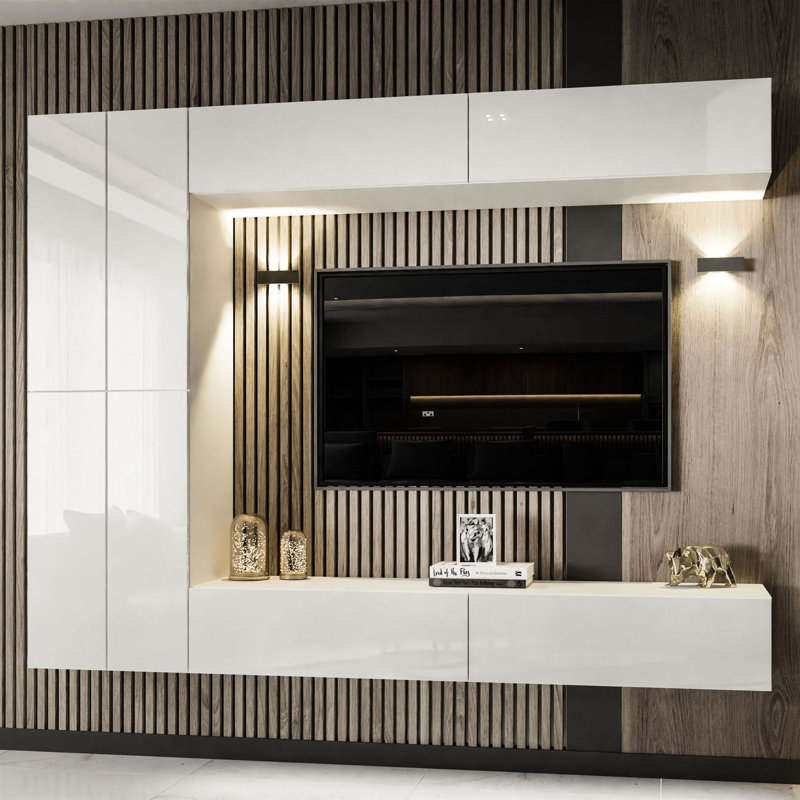 Spataro Unfinished Entertainment Centre for TVs up to 75", High-Gloss White