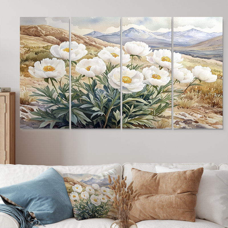 Mathis - pivoines - art mural traditionnel sur toile, H 28 po x l 48 po, 4