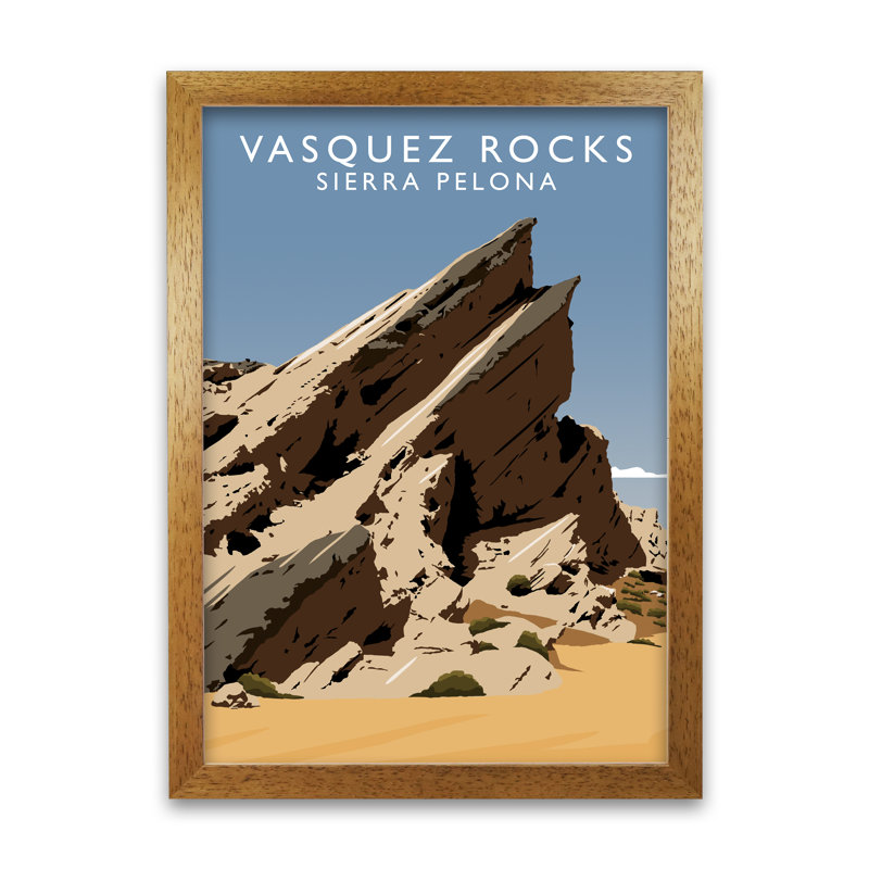 Vasquez Rocks Sierra Pelona by Richard O'Neill - Single Picture Frame Print, 29.7 cm H x 21 cm W, Honey Oak