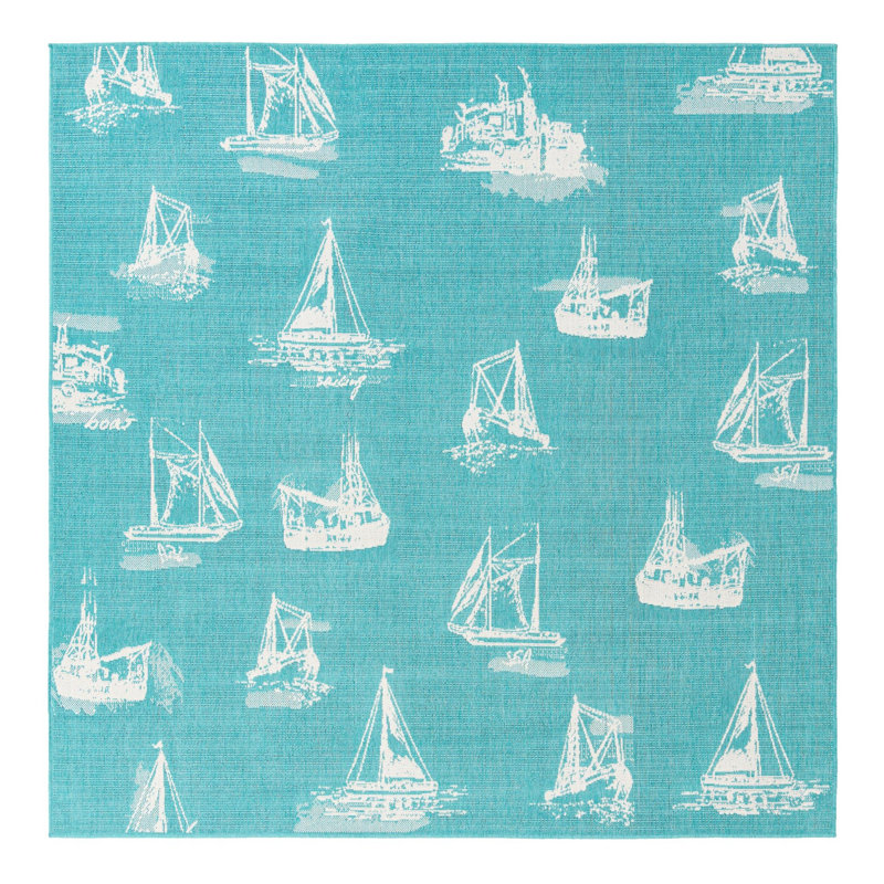 Indoor/Outdoor Coastal Area Rug, Square 7'10"