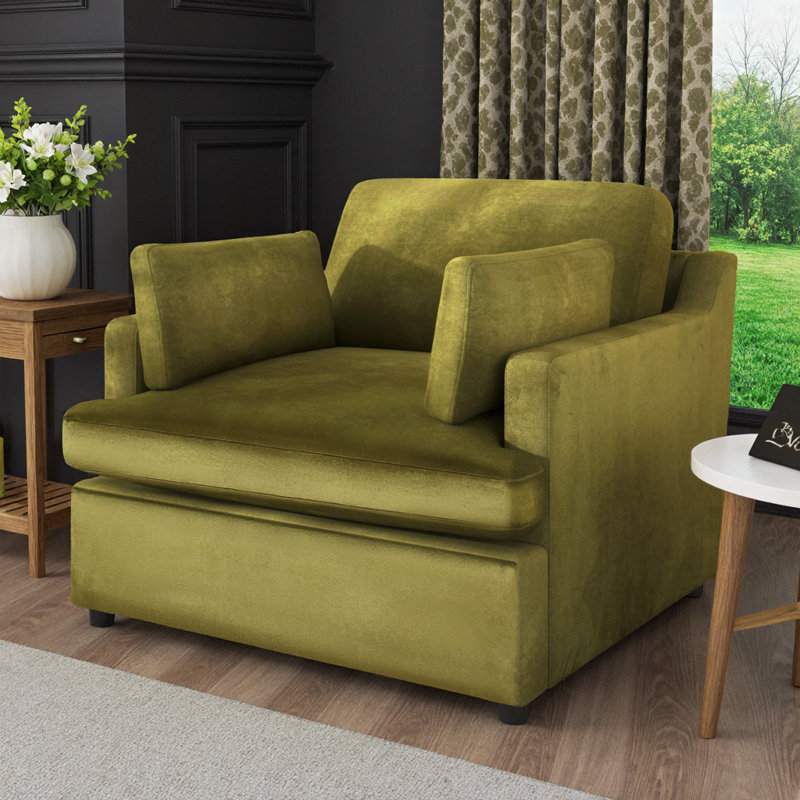 Fauteuil d'appoint rembourré en polyester surdimensionné 37 po avec dossier rembourré, Polyester vert