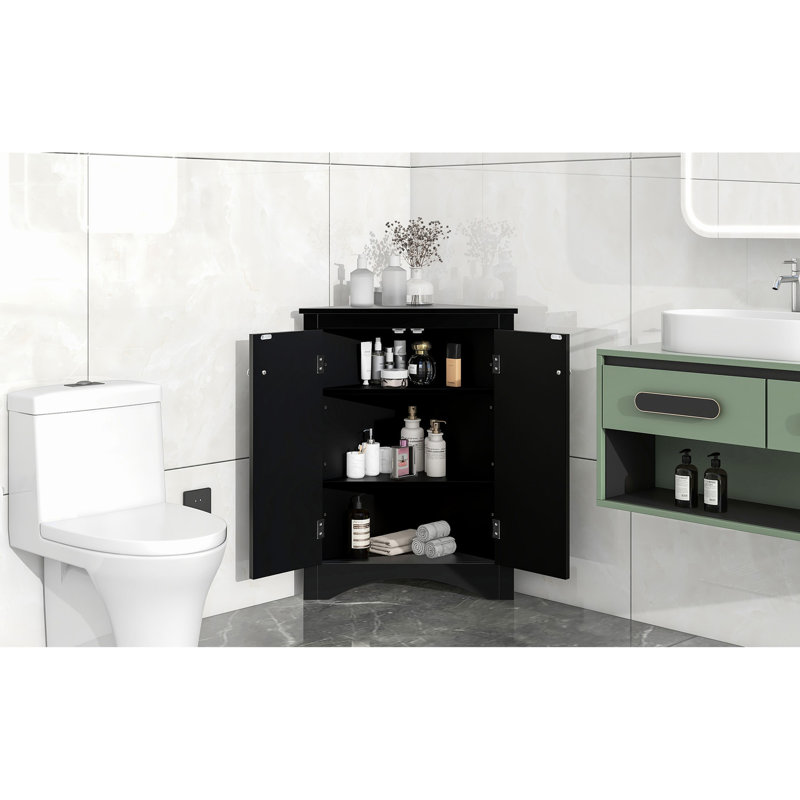 Black Triangle Cabinet With Adjustable Shelves For Various Needs Storage Shelves, Maximizes Space Utilization, Black
