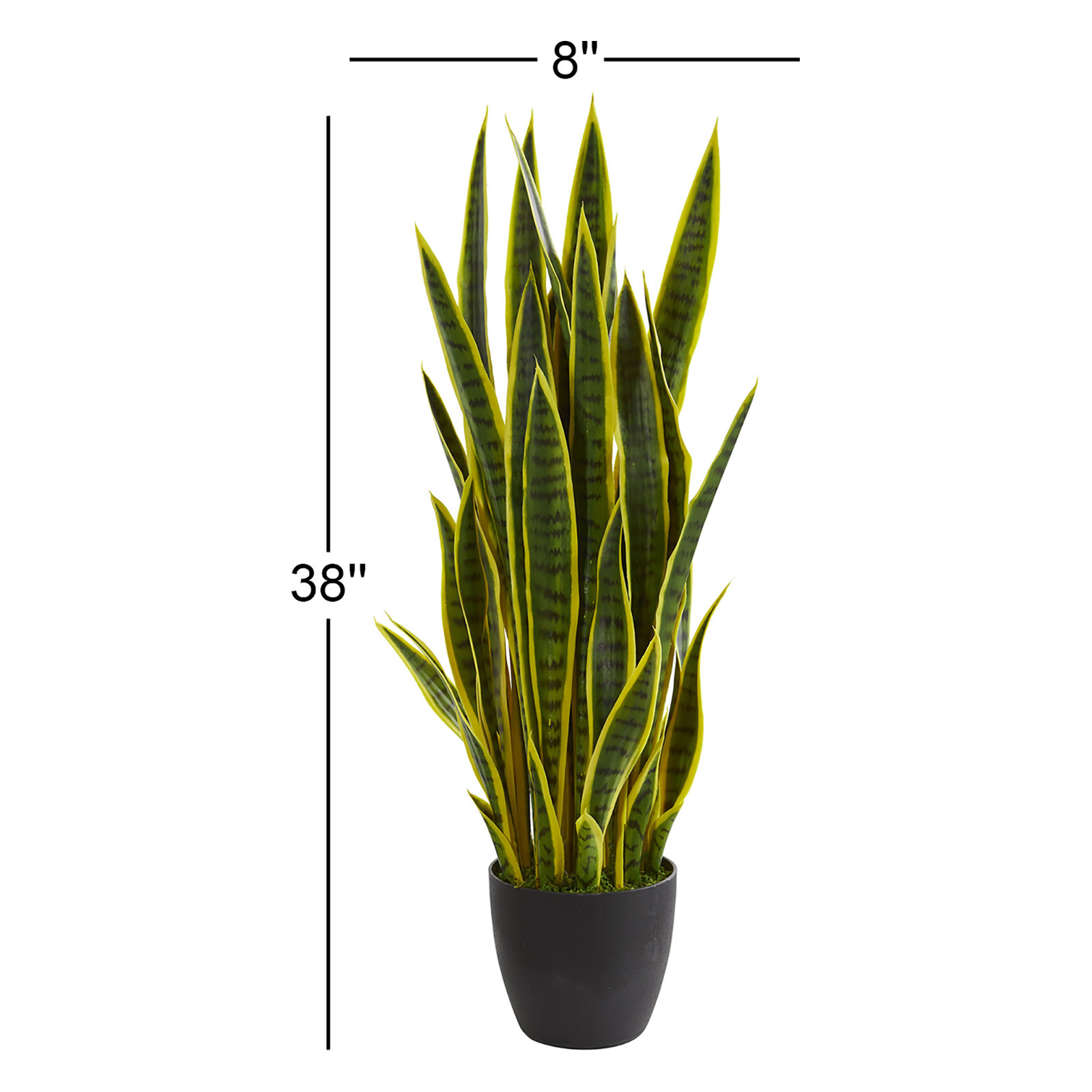 38'' Faux Snake Plant Plant in Planter, Yellow