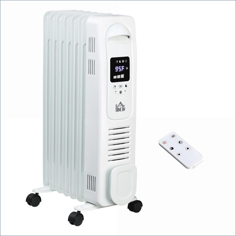 Indoor Space Heater 25.25" Freestanding 1500W, 3 Modes, Timer, Remote, 161 Sq. Ft. | Snow White | Steel