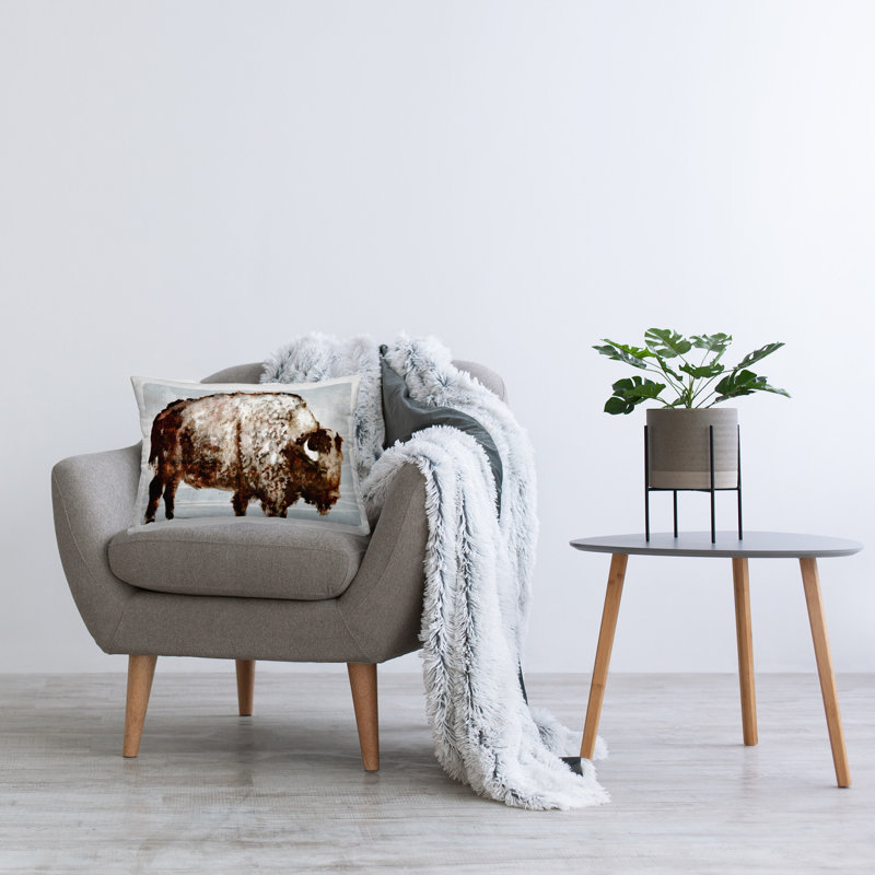 Abstract Buffalo Impression Decorative Printed Throw Pillow Design by Dan Meneely