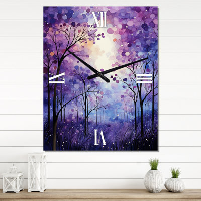 Violet Serenade - Forest Wall Clock Oversized