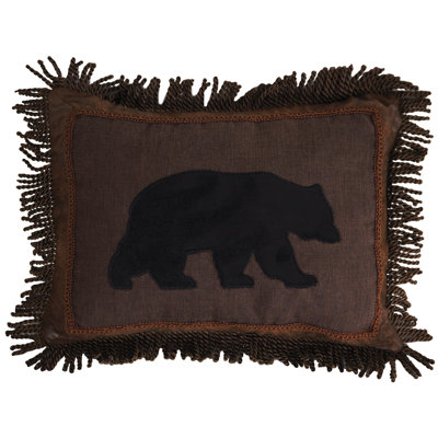 Bear Bear Fringe Faux Leather Throw Pillow