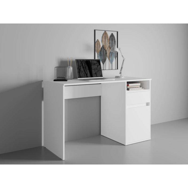 Raymen Desk with drawer and door: 120cm W x 75.5cm H x 53cm D., White