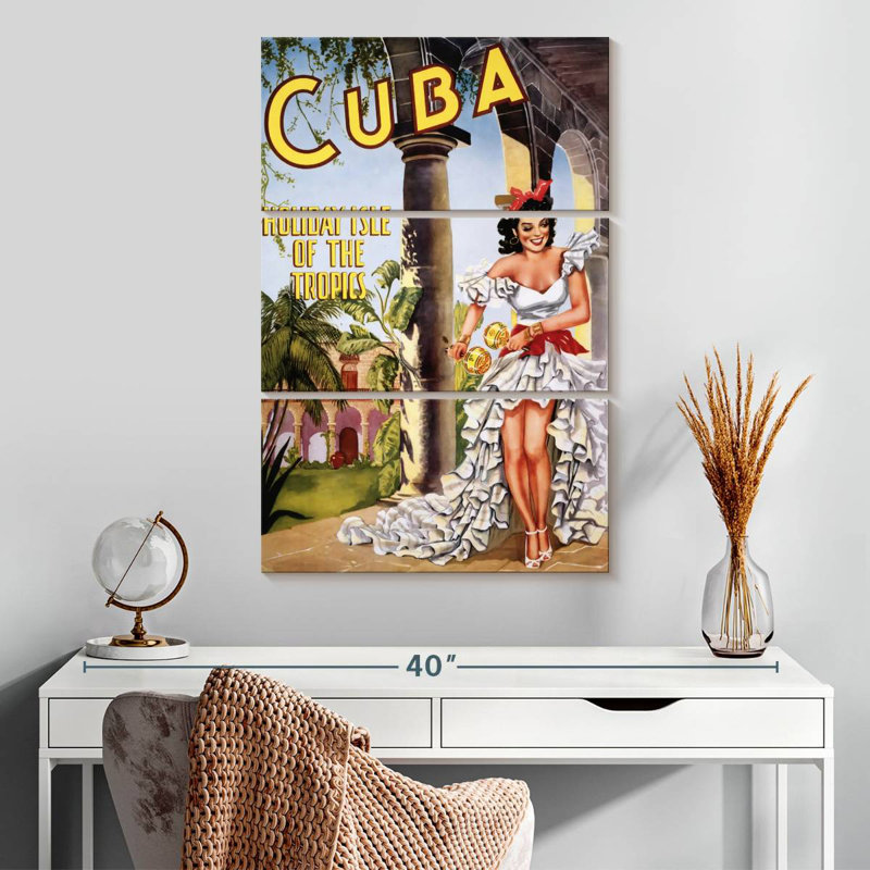 Affiche de voyage rétro Nicci Cuban, H 32 po x l 20 po