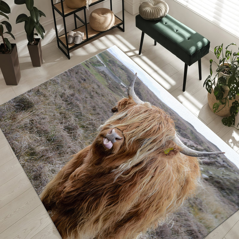 Non-Woven Thin Type Elegant Floral Pattern Printed Rug for Indoor Use in Homes and Offices, Rectangle 3'3" x 4'11"