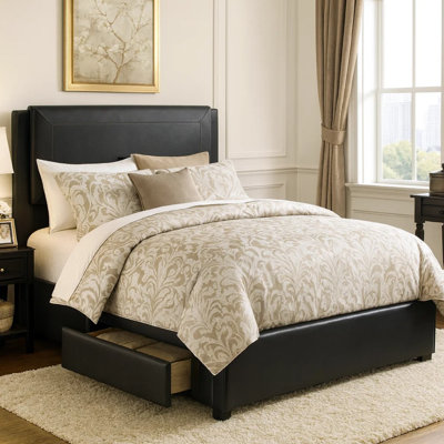 Lit plateforme tapissier avec rangement Senada