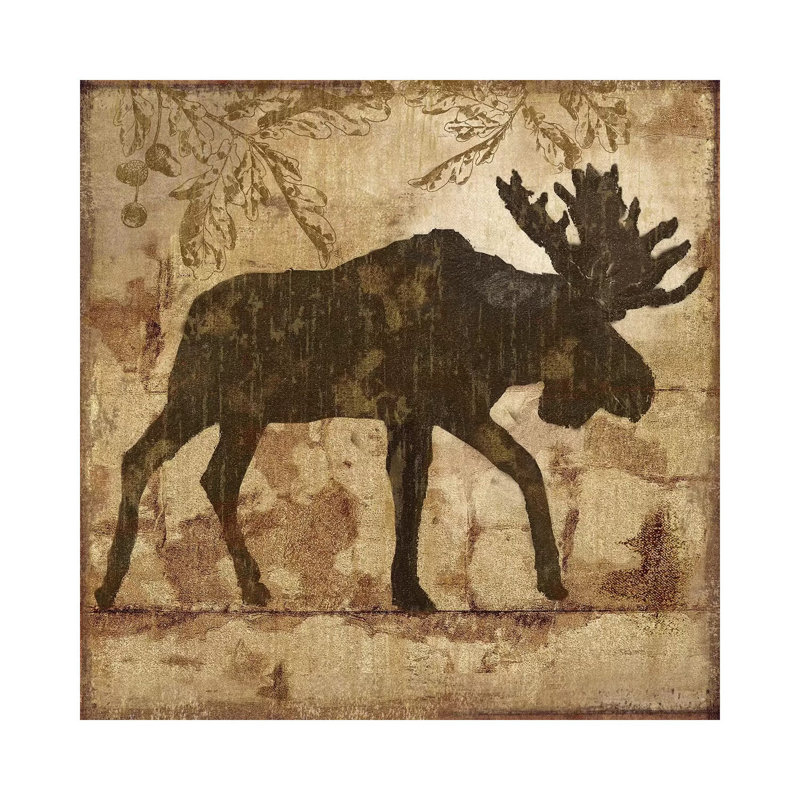 Country Moose 1 Piece Painting on Canvas, 30.48 cm H x 30.48 cm W, Wrapped Canvas