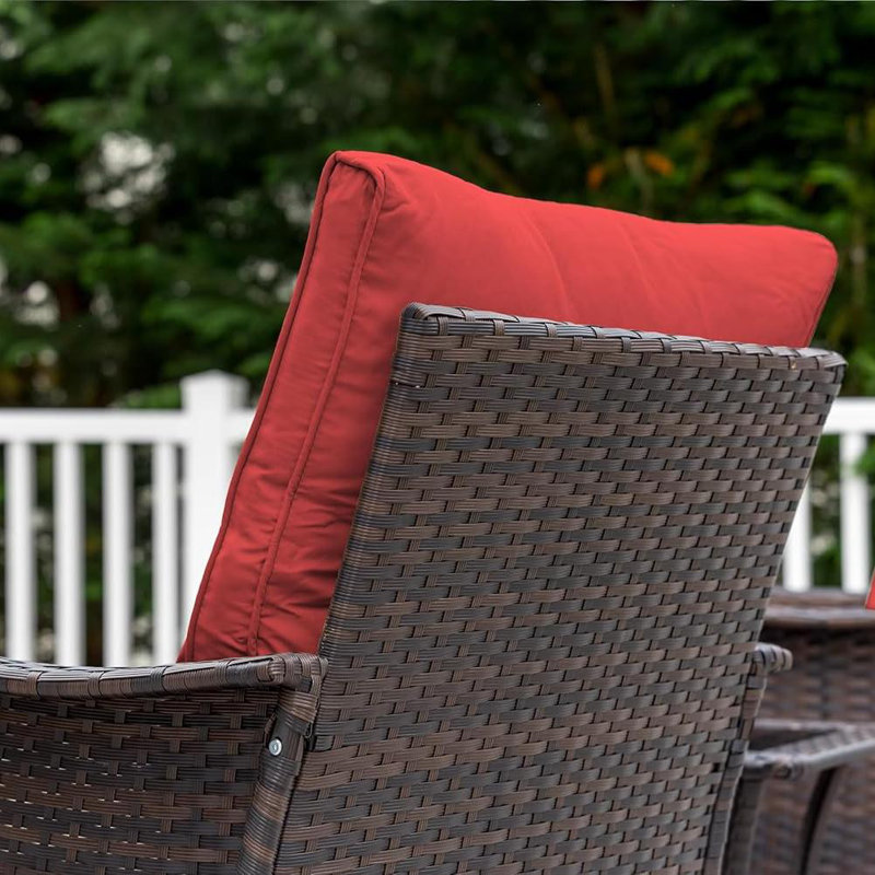 Imalai Wicker Patio Conversation Set with Cushions, Red