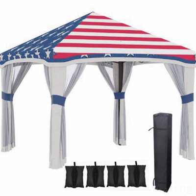 Pavillon de jardin, moustiquaire pour l'extérieur avec sac de transport à roulettes et sacs de sable