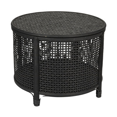Postfield Round Bamboo and Rattan Accent Storage Table by Bay Isle Home