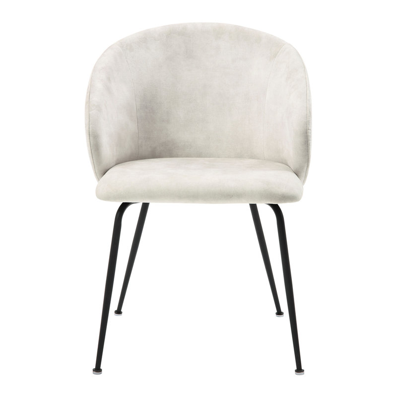 Chaise d'appoint en velours beige 2 pièces, avec pieds en métal noir pour les chaises de style moderne en velours,