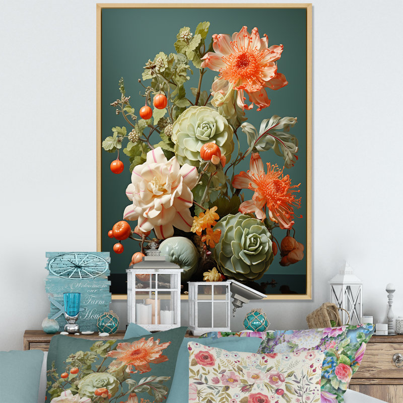 Bouquet d'oasis florales III, Cadre flottant brun, 40" H x 30" W