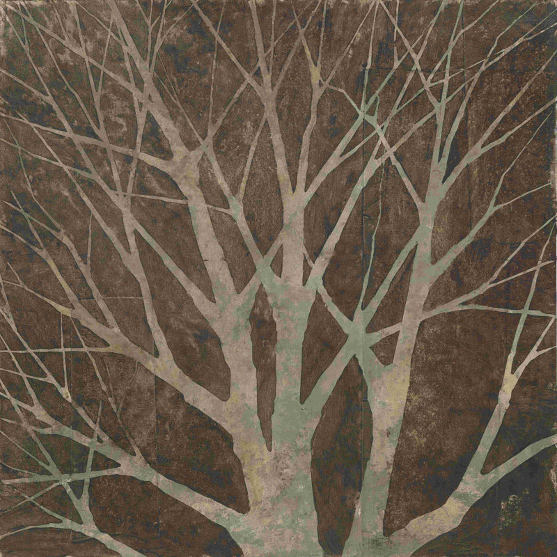 Silhouette d'arbre gris sur fond brun, H 30 po x l 30 po