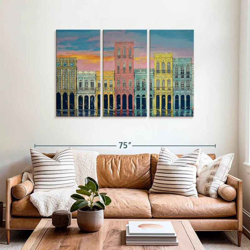 Lilie Cuban Pastel Homes, H 36 po x l 57 po