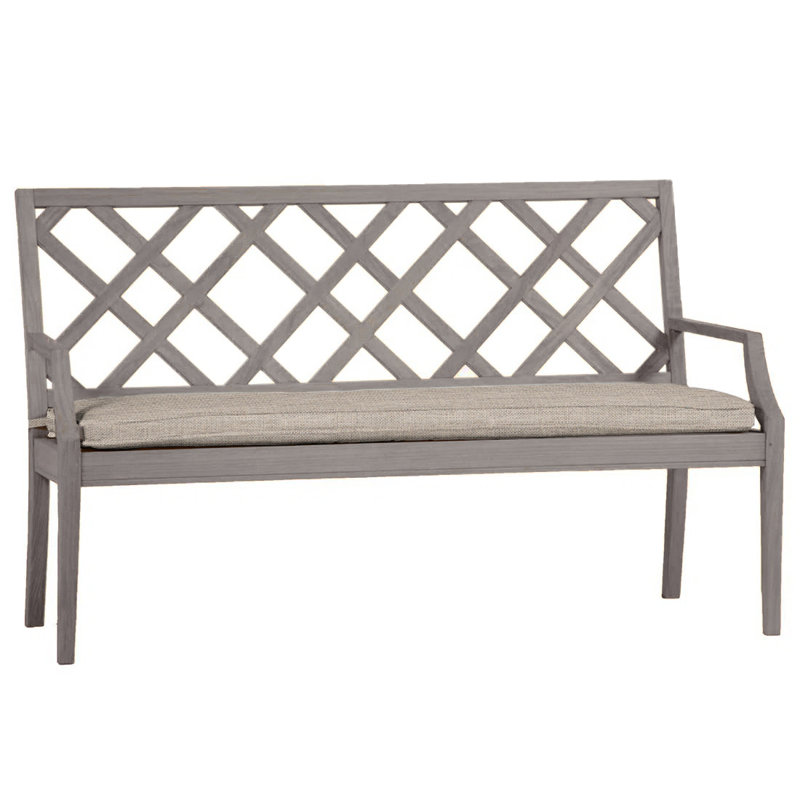 Banc 60 po Haley Teak - Huître, Huître teck, Lin Dove Sunbrella®, Pas de soudure