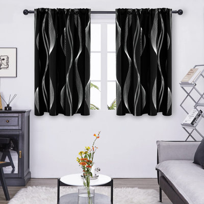 Cirila Back Tab Rod Pocket Silver Wave Curtain Panels