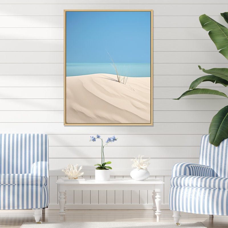 White Dune Solitude sur toile, Cadre naturel flottant, H 20 po x l 12 po x P 1 po