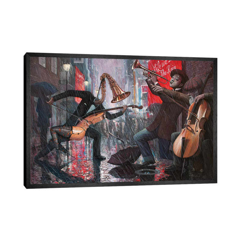 Life Is A Dance In The Rain V by Adrian Borda - Print on Canvas, 152.5 cm H x 101.5 cm W, Black Framed Canvas