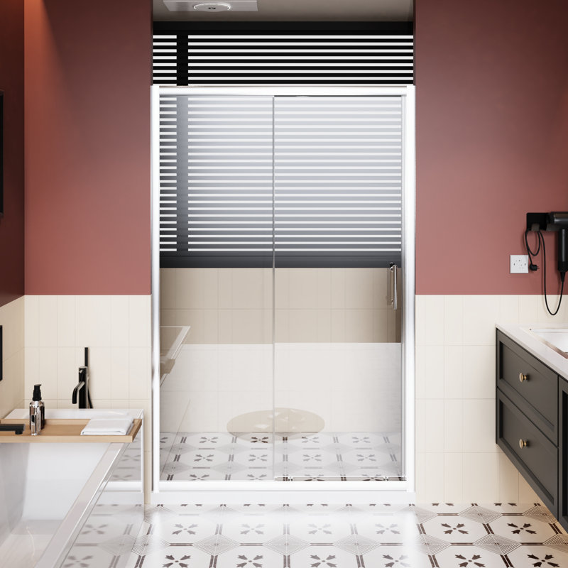 Single Sliding Shower Door, 48 In W Adjustable, 72 H, 1/5 Inch Thick Clear Tempered Glass, Finish, Easy - To Clean X H Zinc Alloy Rollers For Smooth Glide, Stain