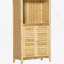 Armoire de salle de bain en bambou avec plusieurs tablettes et portes, naturel