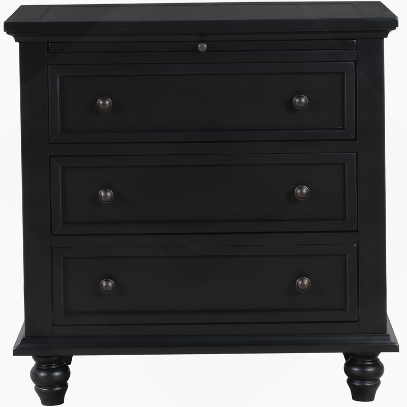 Armoire de rangement à 3 tiroirs en bois massif avec plateau coulissant, table de bout polyvalente pour chevet, vestibule ou téléphone