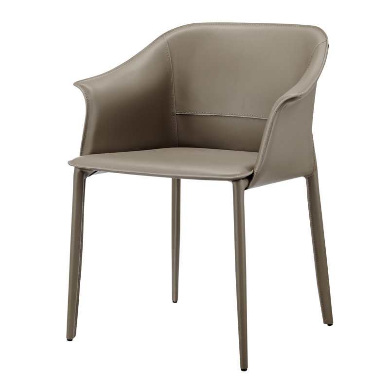 Bannister Upholstered Recycled Leather Dining Armchair, Light Mocha, Light Mocha