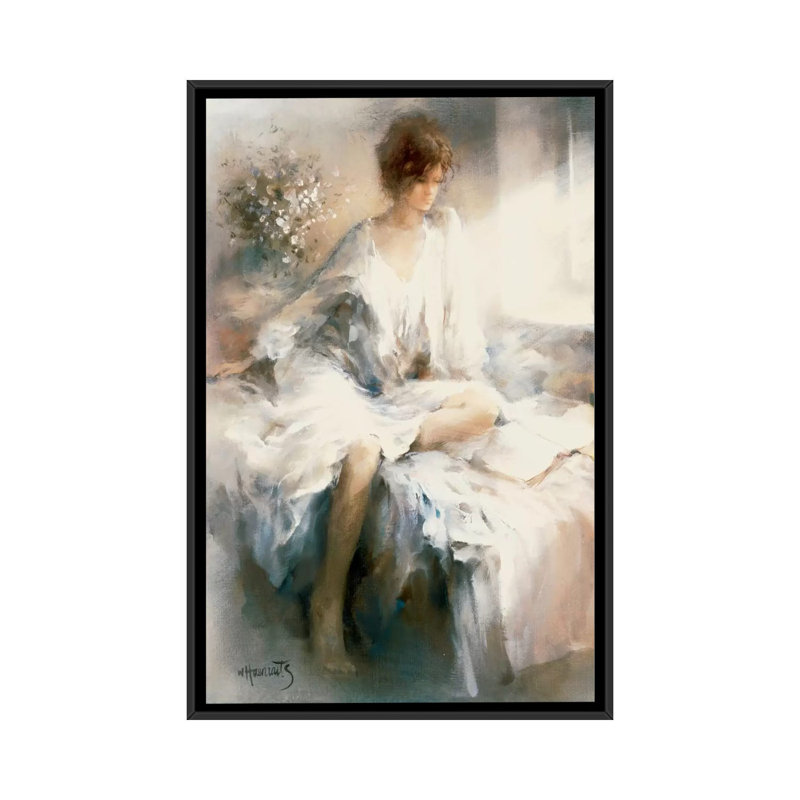 « méditation », reproduction sur toile, Toile avec cadre noir, Blanc, H 24 po x l 16 po x P 1 po