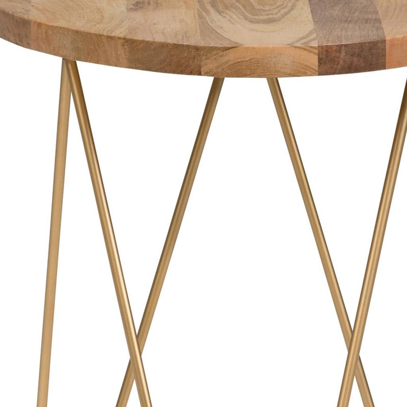 21" Gold Metal Round End Table