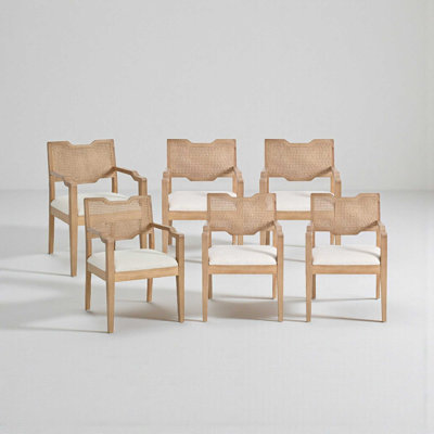 Chaises de salle à manger rembourrées Amando, fauteuil d'appoint en bois avec dossier en rotin pour salle à manger, restaurant