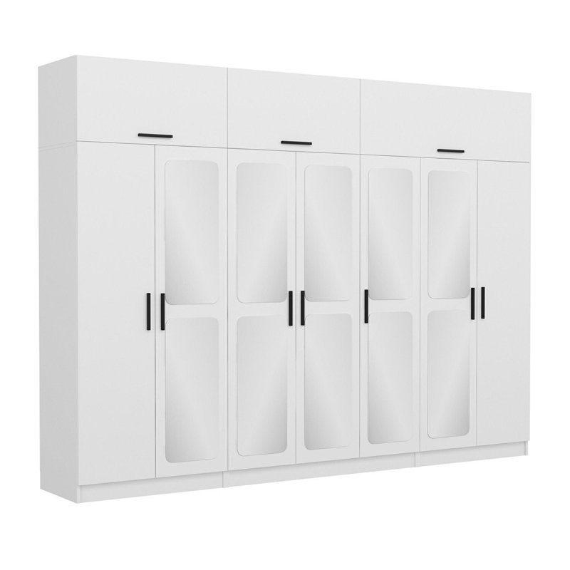 Elina 6 Door Manufactured Wood Wardrobe, 255cm H x 315cm W x 52cm D