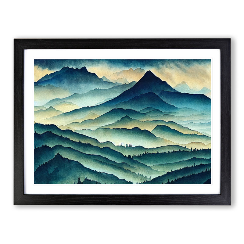 Cool Mist Mountains Vol.2 - Framed Print, Black, 46cm H x 64cm W x 2cm D