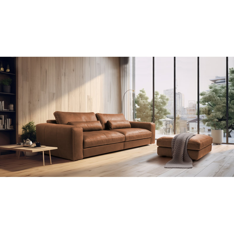 Philadelphia 4 Seater Genuine Aniline Leather Sofa Parven, Tan