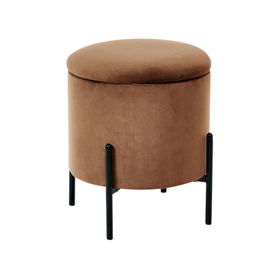 37 cm W Velvet Round Pouffe with Storage